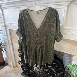 Dolan Left Coast Collection Short Ruffle Sleeve Babydoll Top Sz 1X